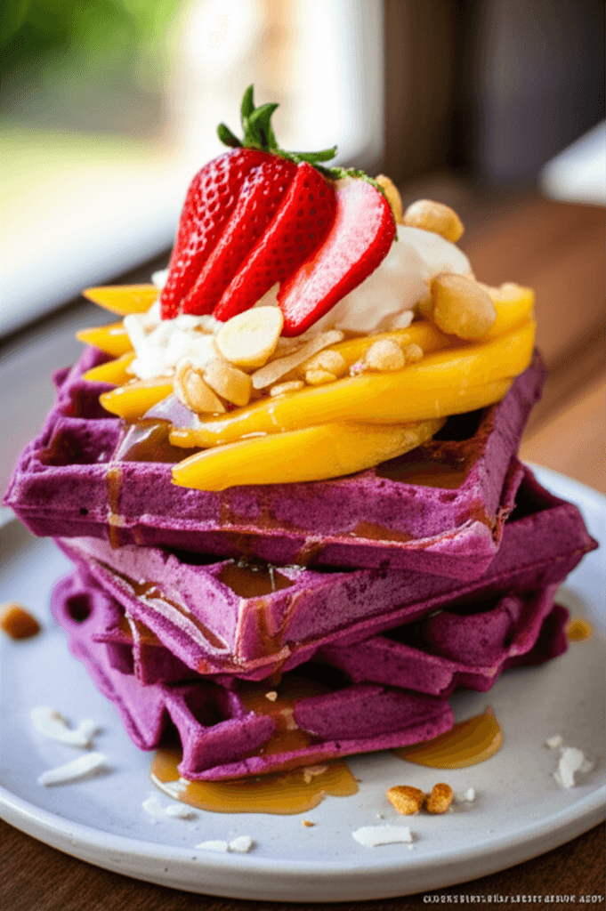 Taro Waffles – Purple Hawaiian Breakfast