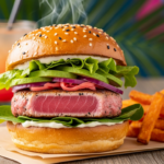 Ahi Tuna Burger on a Sweet Hawaiian Bun – Beyond the Poke Bowl