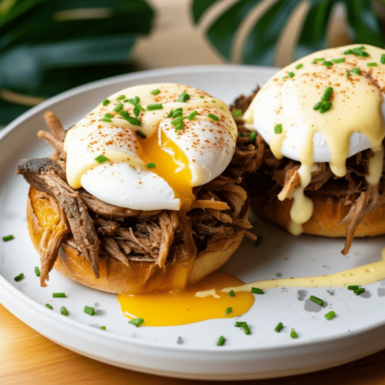 Hawaiian Eggs Benedict with Kalua Pork – Brunch, Island Style